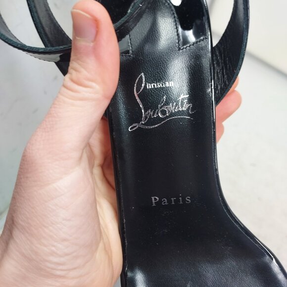 CHRISTIAN LOUBOUTIN Miss Sabina Black Ankle Strap Block Heel Sandal - Picture 7 of 12